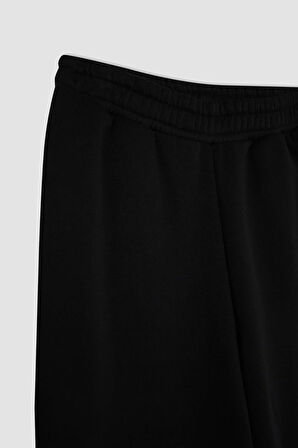 DeFacto Straight Fit Kalın Eşofman Altı Beli Lastikli Cepli Yüksek Bel Basic Düz B8571AX24WNBK81