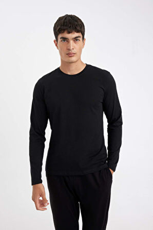 DeFacto Slim Fit Bisiklet Yaka Uzun Kollu Pijama Üstü Z2771AZ24AUBK81