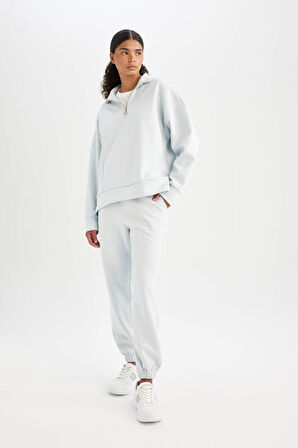 DeFactoFit Standart Fit Sporcu Jogger Eşofman Altı Bilek Boy Skuba Dalgıç C9382AX24AUBE817