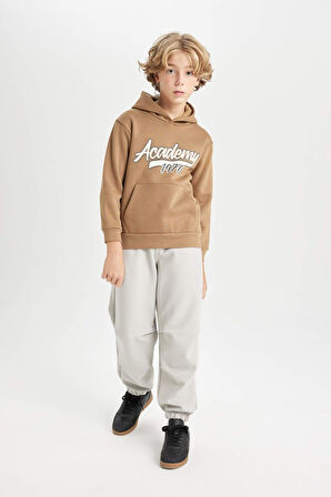 DeFacto Erkek Çocuk Kapüşonlu Cepli Baskılı Kalın Sweatshirt C9806A824WNBN315