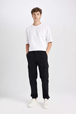 DeFacto Regular Fit Gabardin Jogger Pantolon Kargo Cepli Lastikli Paça C9163AX24AUBK81