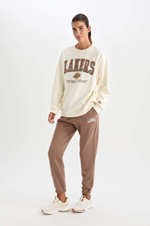 DeFactoFit NBA Los Angeles Lakers Jogger Eşofman Altı Standart Fit Cepli Standart Boy Kalın D2430AX24AUBN50
