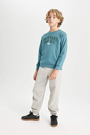 DeFacto Erkek Çocuk Bisiklet Yaka Yazı Baskılı Sweatshirt C9804A824WNGN211