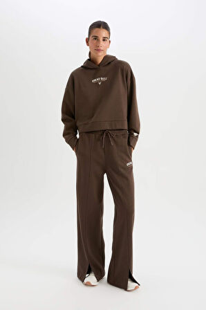 DeFactoFit Kalın Sporcu Eşofman Altı Wide Leg Geniş Paça Cepli Standart Boy D4989AX24AUBN335