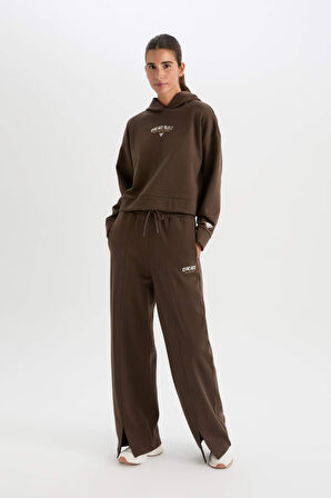 DeFactoFit Kalın Sporcu Eşofman Altı Wide Leg Geniş Paça Cepli Standart Boy D4989AX24AUBN335