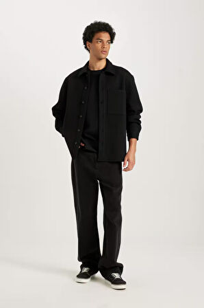 DeFacto Regular Fit Penye Basic Düz Uzun Kolu Gömlek B5935AX24AUBK81