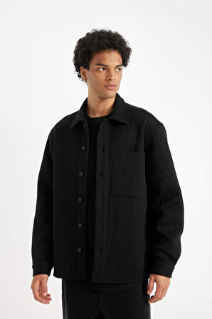 DeFacto Regular Fit Penye Basic Düz Uzun Kolu Gömlek B5935AX24AUBK81