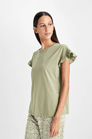 DeFacto Fall in Love Regular Fit Kısa Kollu Pijama Takımı D5666AX24AUKH461