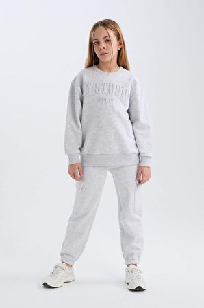 DeFacto Kız Çocuk Kargo Cepli Beli Paçası Lastikli Jogger Eşofman Altı D2756A824WNGR421