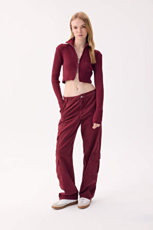 DeFacto Straight Fit Gabardin Pantolon Kargo Cepli Normal Bel Düz Paça D3762AX24AUBN371