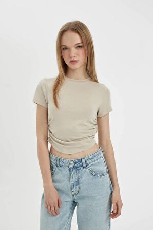 DeFacto Fitted Bisiklet Yaka Modal Kısa Kollu Tişört D1186AX24SMBG106