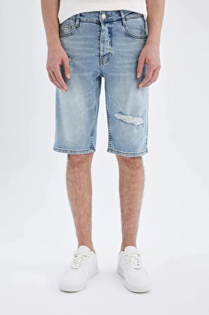 DeFacto Slim Fit Dar Kesim Jean Bermuda Şort C2696AX24SMNM39