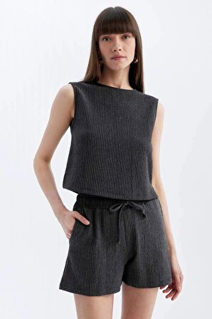 DeFacto Regular Fit Normal Bel Casual Düz Paça Bürümcük Şort D0568AX24SMAR148