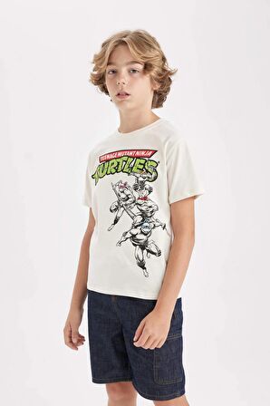 DeFacto Erkek Çocuk Ninja Turtles-Retro Bisiklet Yaka Kısa Kollu Tişört D1368A824SMBG285