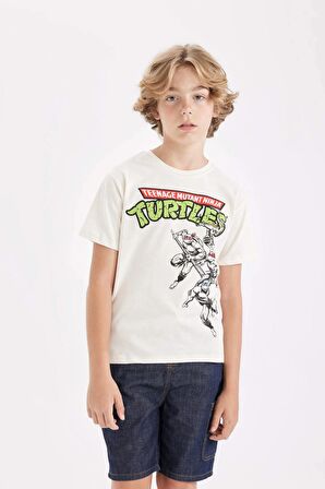 DeFacto Erkek Çocuk Ninja Turtles-Retro Bisiklet Yaka Kısa Kollu Tişört D1368A824SMBG285