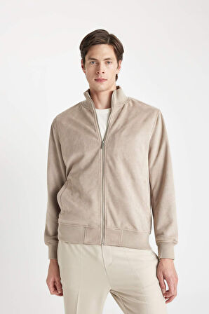 Slim Fit Kolej Yaka Bomber Kadife Mont