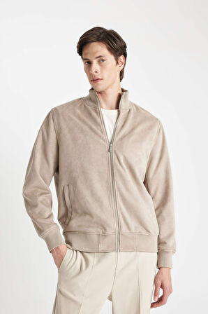 Slim Fit Kolej Yaka Bomber Kadife Mont