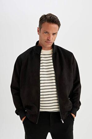 Slim Fit Kolej Yaka Bomber Kadife Mont