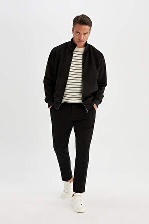 Slim Fit Kolej Yaka Bomber Kadife Mont