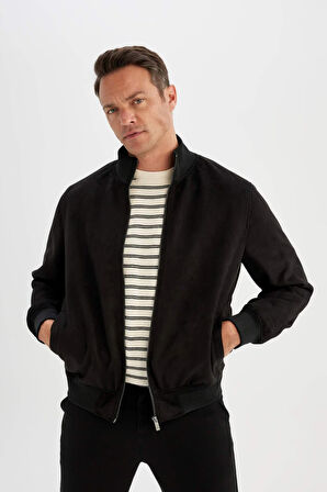 Slim Fit Kolej Yaka Bomber Kadife Mont