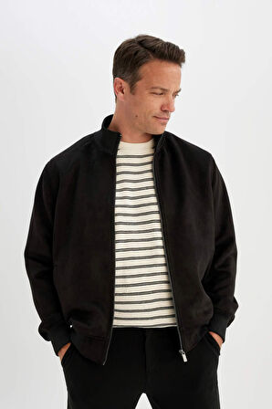 Slim Fit Kolej Yaka Bomber Kadife Mont