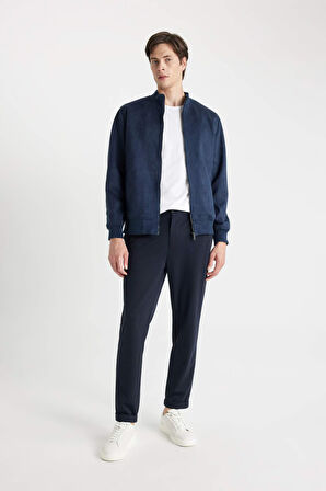 Slim Fit Kolej Yaka Bomber Kadife Mont