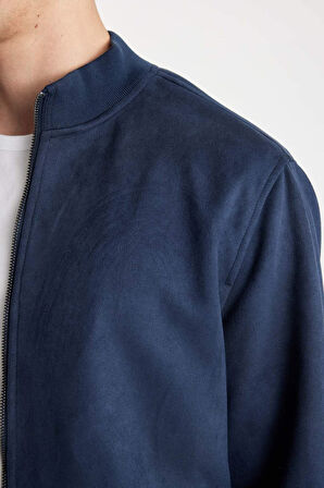 Slim Fit Kolej Yaka Bomber Kadife Mont