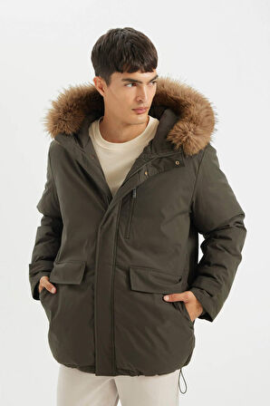 Regular Fit Kapüşonlu Fermuarlı Parka