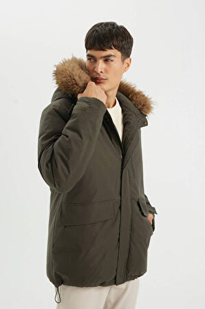 Regular Fit Kapüşonlu Fermuarlı Parka