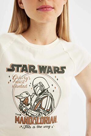 DeFacto Coool Star Wars-Mandalorian Oversize Geniş Kalıp Bisiklet Yaka Kısa Kollu Tişört D1315AX24SMER98