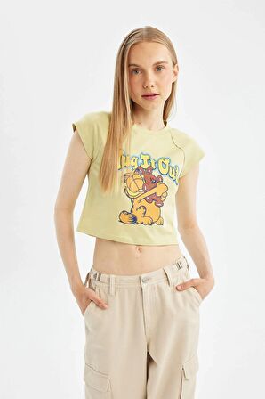DeFacto Coool Garfield Fitted Bisiklet Yaka Kısa Kollu Tişört D2126AX24SMKH504