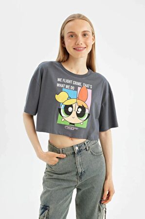 DeFacto Coool PowerPuff Girls Oversize Fit Bisiklet Yaka Kısa Kollu Tişört D1312AX24SMAR58