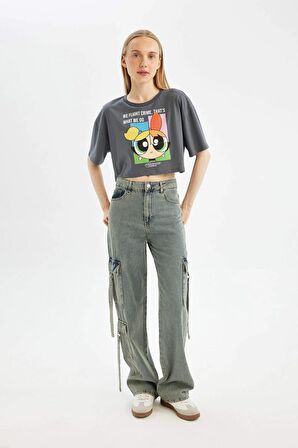 DeFacto Coool PowerPuff Girls Oversize Fit Bisiklet Yaka Kısa Kollu Tişört D1312AX24SMAR58