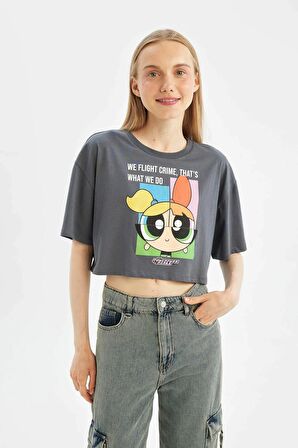 DeFacto Coool PowerPuff Girls Oversize Fit Bisiklet Yaka Kısa Kollu Tişört D1312AX24SMAR58