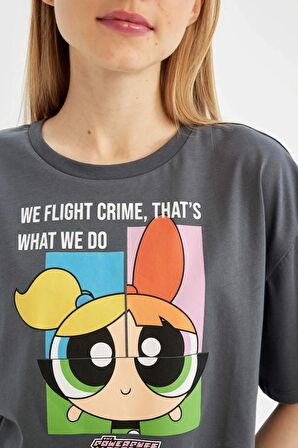 DeFacto Coool PowerPuff Girls Oversize Fit Bisiklet Yaka Kısa Kollu Tişört D1312AX24SMAR58