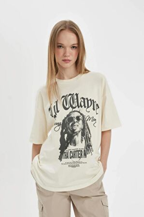 DeFacto Coool Lil Wayne	 Oversize Fit Bisiklet Yaka Kısa Kollu Tişört D1163AX24SMER103