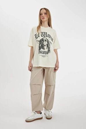 DeFacto Coool Lil Wayne	 Oversize Fit Bisiklet Yaka Kısa Kollu Tişört D1163AX24SMER103