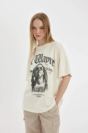 DeFacto Coool Lil Wayne	 Oversize Fit Bisiklet Yaka Kısa Kollu Tişört D1163AX24SMER103