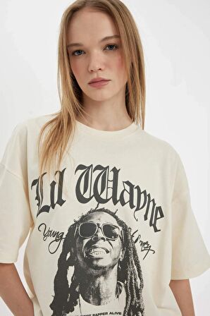 DeFacto Coool Lil Wayne	 Oversize Fit Bisiklet Yaka Kısa Kollu Tişört D1163AX24SMER103