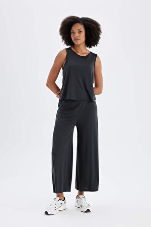 DeFactoFit Wide Leg Geniş Paça Sporcu Pantolon Standart Boy Modal Kumaş C0491AX24SMAR231