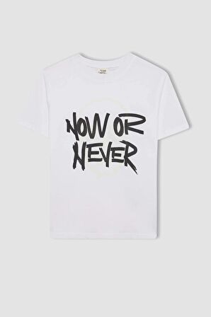 DeFacto Erkek Çocuk Bisiklet Yaka Renk Şekil Değiştiren Basklı Kısa Kollu Tişört C6258A824HSWT34