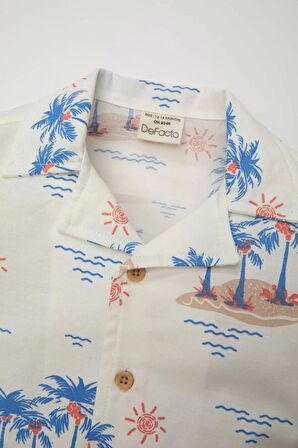 DeFacto Erkek Bebek Apaş Yaka Twill Palmiye Desenli Kısa Kollu Gömlek C9193A524SMER42