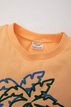 DeFacto Erkek Bebek Bisiklet Yaka Palmiye Baskılı Kısa Kollu Tişört C9188A524SMOG293