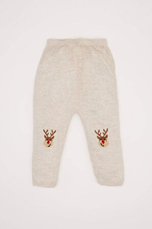 DeFacto Erkek Bebek 2'li Takım Yeni Yıl Baskılı Bisiklet Yaka Uzun Kollu Triko Kazak Beli Lastikli Alt C9600A524AUBG106