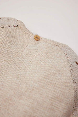 DeFacto Erkek Bebek 2'li Takım Yeni Yıl Baskılı Bisiklet Yaka Uzun Kollu Triko Kazak Beli Lastikli Alt C9600A524AUBG106