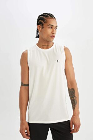 DeFactoFit Slim Fit Dar Kesim Baskılı Bisiklet Yaka Ağır Kumaş Sporcu Atlet A1736AX24SMWT80