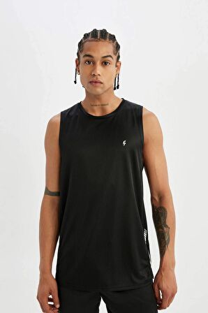 DeFactoFit Slim Fit Dar Kesim Baskılı Bisiklet Yaka Ağır Kumaş Sporcu Atlet A1736AX24SMBK81