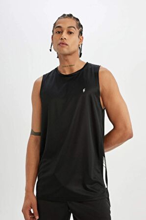 DeFactoFit Slim Fit Dar Kesim Baskılı Bisiklet Yaka Ağır Kumaş Sporcu Atlet A1736AX24SMBK81