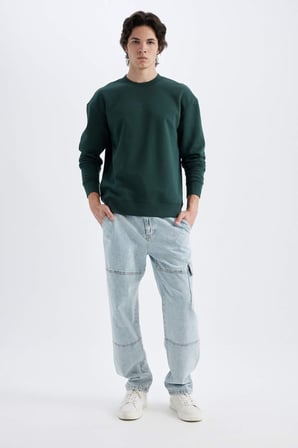 DeFacto Boxy Fit Bisiklet Yaka Baskılı Sweatshirt X8282AZ24AUGN536