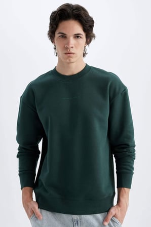 DeFacto Boxy Fit Bisiklet Yaka Baskılı Sweatshirt X8282AZ24AUGN536